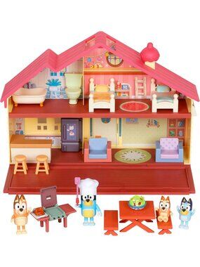 Blue Toy House Mega Bundle - Family Home & BBQ Playset for Kids Ages 3-5